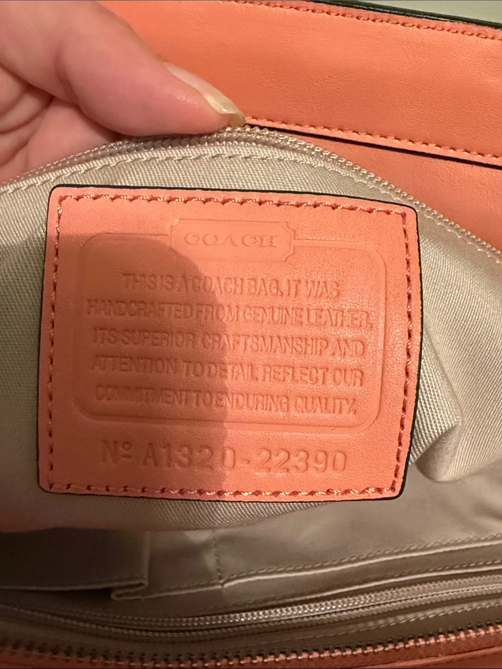Coach Coral Perforated Leather Tote with Tassel Charm